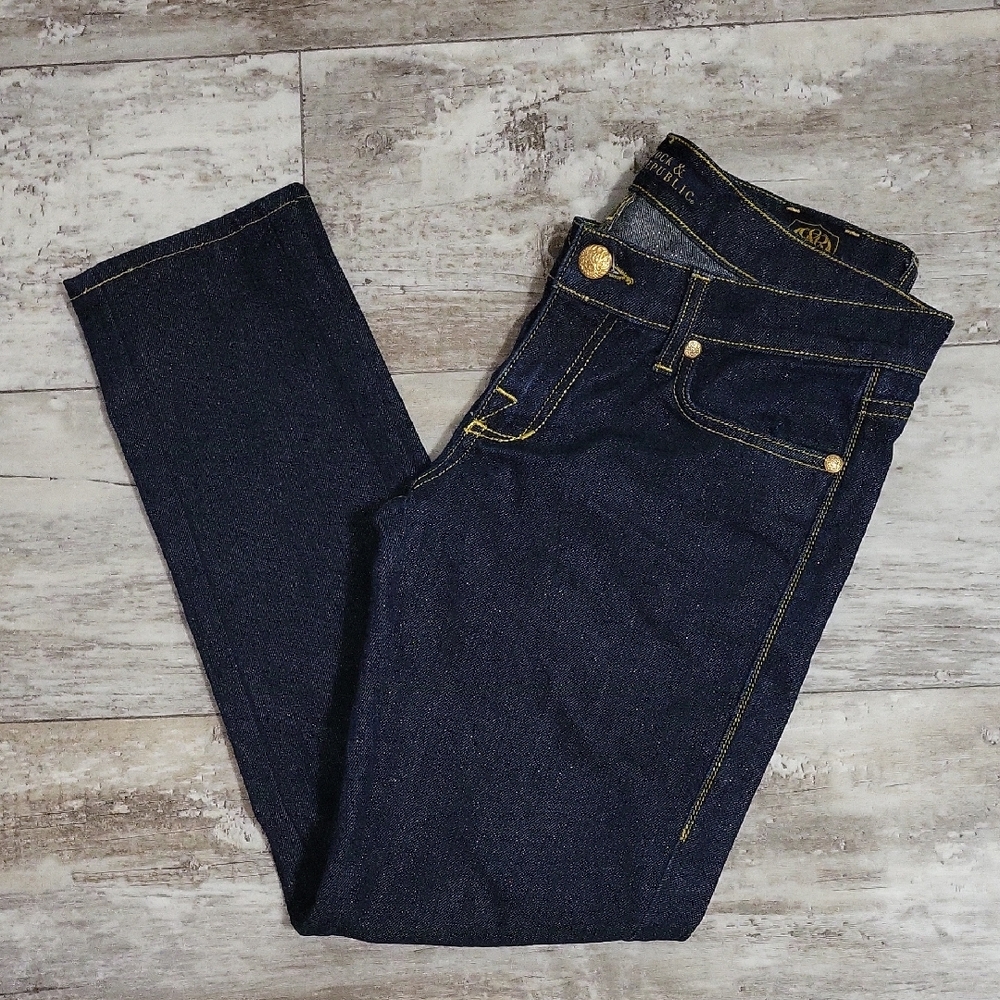 Rock & Republic Gold Shimmer Blue Jeans